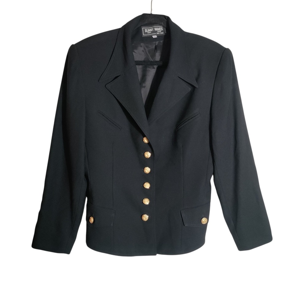Vintage Sunny Names Paris–Rome–New York Black Blazer Jacket – Size 14